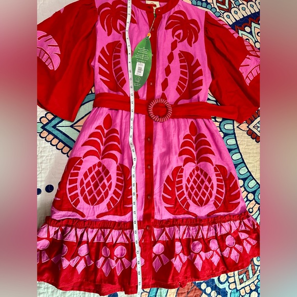 FARM RÍO NWT SOLD OUT PINK AND RED EMBROIDERED DRESS $295 XS/S - Picture 7 of 11